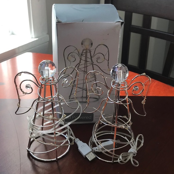 Two Light Up Angels Decor Christmas USB & Angel Ornament - Picture 1 of 11